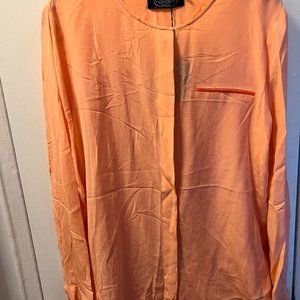 Magaschoni silk peach coral long sleeve blouse - size 12